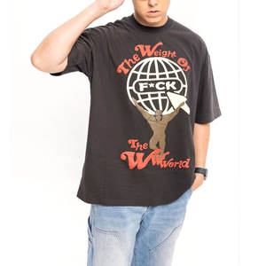 Vente en gros 100% coton T-shirt col rond Impression de logo personnalisé Motif solide personnalisable T-shirts pour hommes - Product Image 1