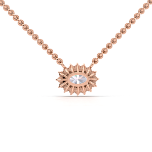 Pendentif solitaire ovale en diamant de laboratoire certifié IGI avec halo, en or jaune/blanc/rose 14 carats, design micro-pavé élégant - Product Image 3