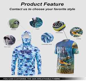 Design personnalisé UPF 50 Mesh Hoodie Jersey UV Protection Solaire Vêtements Quick Dry Camo Long Sleeve Hoodie - Product Image 2