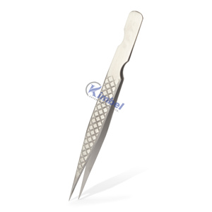 Pince à cils professionnelle en acier inoxydable pointe pointue poignée en diamant pince à épiler d'extension de cils de précision Durable - Product Image 2