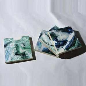 <b>Wooden</b> Coaster Set/4 With Square Shape And Metal <b>Stripped</b> Inlay Design by HANNAN HANDICRAFT - Product Image 2