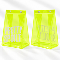 Trousse de Toilette Personnalisée en PVC Transparent Néon avec Boutons Pression, Sac Cosmétique Imperméable pour Voyage