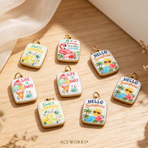 จี้รูปโปสการ์ดทรอปิคอล |   จี้สแตนเลสสตีลชุบทอง 18K PVD ลงสีด้วยมือเคลือบด้วยอีนาเมล สำหรับเทศกาลวันหยุดริมชายหาดฤดูร้อน สำหรับทำเครื่องประดับ - Product Image 3