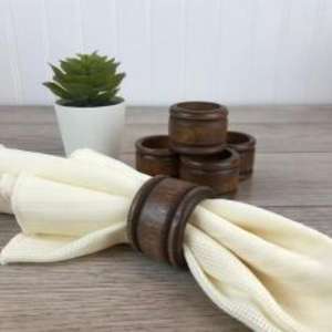 Farmhouse-Style Durable Wooden Napkin Rings Rustic Finish for Casual Dining Weddings & Parties - Product Image 2
