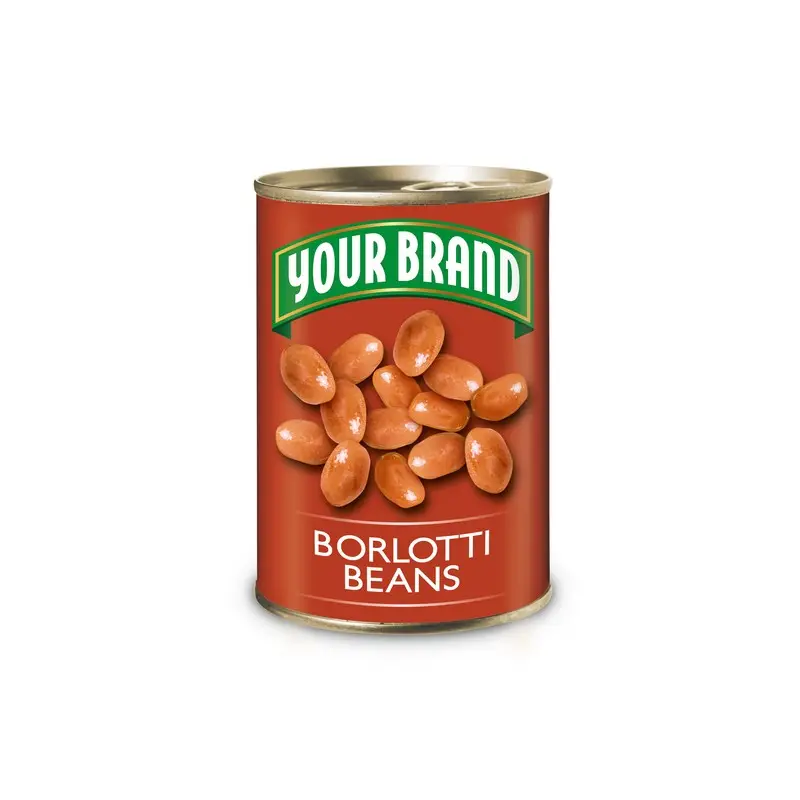 Высокое качество, сделанное в Италии, бобы Borlotti вашего бренда в легко открывах банок 24x400 мл, приготовленные на пару, Лучшая цена