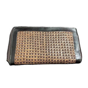 Sac de bureau pour femme en cuir véritable, design bohème rayé, fermeture éclair, compartiments organisateurs, fait main, 5,75 x 4,5 pouces - Product Image 3