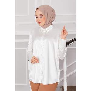 เสื้อเชิ้ตผ้าซาตินสีเขียวอ่อนสำหรับสตรีเสื้อปักคอปกหินลายสก๊อตยาวทรงหลวมใส่สบายสไตล์ทางการสำหรับฤดูใบไม้ร่วง - Product Image 4