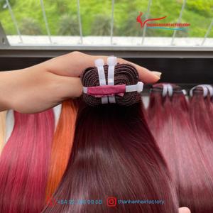 NOUVEAU PRODUIT!!! Extension de cheveux humains vietnamiens raides os couleur vin rouge machine trame cheveux humains de haute qualité - Product Image 3