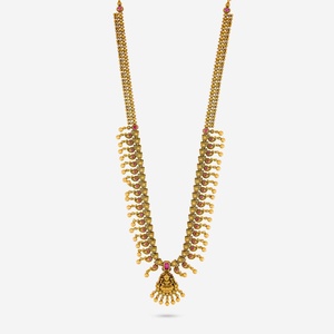 Antique-Style Necklace Ruby Diamond Pearl Beads Gold Plated Claw Setting Inlay Religious Style 190714 Wedding Zinc Alloy Brass - Product Image 1