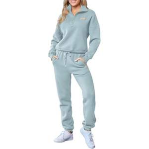 Ensemble de survêtement décontracté d'hiver pour femmes, veste et pantalon en polyester léger coupe-vent avec option de logo personnalisé - Product Image 4