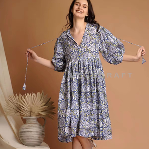 Vestidos de Verano Holgados de Algodón con Estampado Floral para Mujer al por Mayor - Ecológicos y Transpirables - Product Image 1