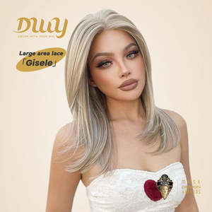 (US Only) Gisele-DWY Natural Wavy Blonde Synthetic <b>Wig</b> 136 Free Part Mid-Length Lace Front Transparent Lace Natural Wavy Blonde - Product Image 1