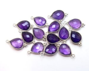 925 Sterling Silver Natural Purple Amethyst Faceted Pear Shape <b>Pendant</b> 10X12MM for Weddings & Parties for Silver Jewelry Making - Product Image 1