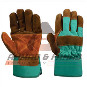 Gants de gréeur canadien Gants de travail robustes de sécurité industrielle Protection des mains en cuir de vachette renforcé Cuir fendu Coton confortable - Product Image 3