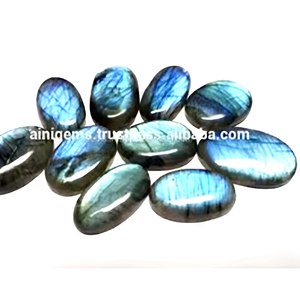 Cabujón de labradorita azul de alto grado Natural, forma ovalada, gemas sueltas de piedra llamativa pulida suave para hacer joyas de plata - Product Image 1