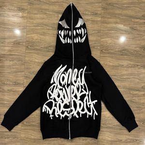 Sweat à capuche zippé intégral en coton pour femme avec impression bouffante Streetwear Hoodies & Sweatshirts Design personnalisable pour l'automne - Product Image 2