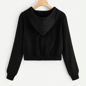 Women's White <b>Cropped</b> Hoodie <b>Zip</b>-<b>Up</b> Geometric Print Long Sleeve Autumn Casual Sweatshirt - Product Image 5