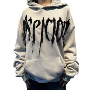 Sweat-shirt tendance pour homme 2026, personnalisé, en coton lourd, à motif brodé, bord brut, style streetwear - Product Image 1