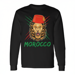 Camiseta Deportiva con la Bandera de Marruecos, León y Sombrero, Manga Larga, para Deportes o Uso en Equipo, Producto Promocional - Product Image 3
