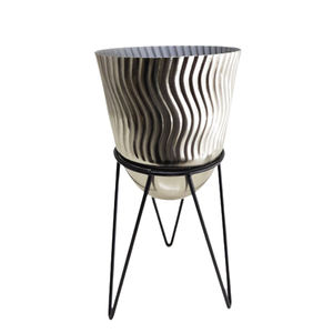 Juego de 3 macetas de níquel redondas de Metal con soporte negro mate pequeño para decoración del hogar y decoración de la sala de estar - Product Image 2