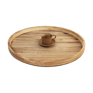 Bandeja redonda extra grande de madera natural rústica al por mayor para mesa de centro otomana de gran tamaño bandeja de mesa otomana - Product Image 1