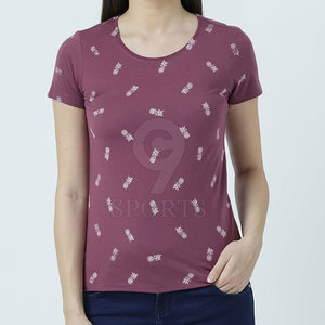 Camiseta estampada de cuello redondo de alta calidad para mujer, Material de algodón ecológico a la moda - Product Image 1