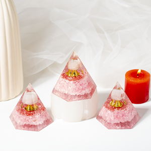 Pirámide de Cuarzo Rosa Orgone con Globo, Atractiva y de Alta Calidad, para Meditación y Decoración, Venta al Por Mayor - Product Image 2