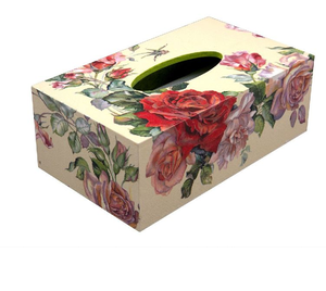 Boîte à mouchoirs en bois émaillé imprimé Artisanat personnalisé Vaisselle Boîte à mouchoirs en bois décorative antique - Product Image 1