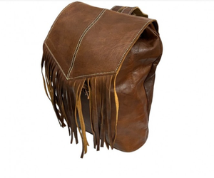 Mochila Vintage de Cuero Auténtico Estilo Marroquí Hecha a Mano con Flecos Borlas Personalizable OEM Bohemian Rock Bolso de Hombro para Mujer - Product Image 2