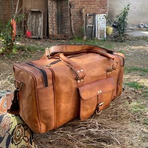 Sac de voyage en cuir personnalisé fait à la main, marron, noir, beige, grand sac de voyage pour homme, sac de week-end en cuir, sac de voyage en cuir - Product Image 1