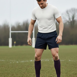 Ensemble de maillot de rugby blanc uni et short noir en gros - Product Image 4