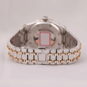 Reloj de cuarzo Unisex de Edición Dorada de 36mm de dos tonos VVS Moissanite Diamond Royal Blue Auto-Date Fully Iced Hip Hop Style Square Glass - Product Image 3