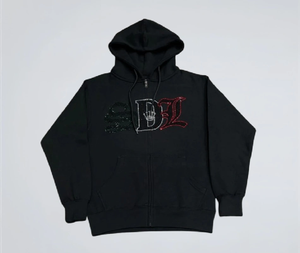 Sudadera con Capucha y Cremallera, Estilo Vintage, Lavado Ácido, con Pedrería, Fabricantes de Ropa al Por Mayor - Product Image 2