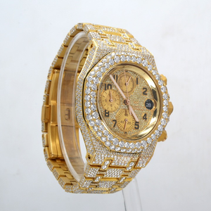 Reloj de Pulsera Personalizado para Hombre, de Acero Inoxidable Dorado, con Esfera Cuadrada de Cristal, con Diamantes de Corte Moissanite, Estilo Antiguo, de Negocios - Product Image 2