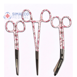 ชุดกรรไกรพยาบาลแบบใช้มือ 3 ชิ้น ลายผีเสื้อสีชมพู คีมตัดหลอดเลือด 6 นิ้ว กรรไกรพยาบาล 5 นิ้ว กรรไกรตัดผ้าพันแผล 5.5 นิ้ว - Product Image 1