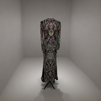 Robe longue africaine Dashiki en coton pour femme, brodée, avec patchwork en mousseline, col en V, manches longues, style décontracté américain