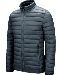 High Street New Fashion Custom Stand Collar Cierre de cremallera Color sólido Acolchado Algodón Hombres Chaqueta acolchada de invierno Negro - Product Image 2