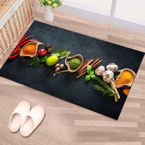 Tapis imprimé aux motifs d'épices : Tapis de cuisine modernes aux motifs d'épices, design personnalisé aux épices indiennes, tapis en chenille - Product Image 1