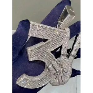 จี้เพชรโมอิสแท้สำหรับผู้ชายแบบกลม7CT 14K จี้ทองขาวชุบด้วยทองคำขาวที่มีสไตล์และทนทาน - Product Image 3