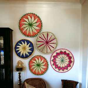 Mejor precio hecho a mano-cestas de pared decorativas multicolores ecológicas Natural Moonj Grass decoración de pared - Product Image 5