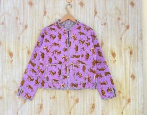 เสื้อแจ็กเก็ตผ้าควิลท์สำหรับผู้หญิงอินเดียเสื้อแจ็กเก็ตมีกระดุมลายดอกไม้ใส่ได้ทุกฤดูระบายอากาศได้ดี - Product Image 1