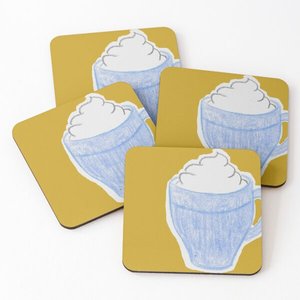 Hot Selling 4-Piece <b>Set</b> of Classic Style Wood over Printed Coasters for Serving Tea & Coffee for Home & Kitchen Use - Product Image 4