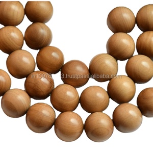 Collier de prière yoga 8 mm en bois de santal indien avec perles naturelles brun doré foncé - Marque Riddhi Siddhi du Rajasthan - Product Image 1