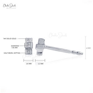 Pendientes de tachuelas de diamantes de corte princesa 0,16 TCW, pendientes de empuje hacia atrás, pendientes llamativos de oro blanco sólido de 14K para compra a granel - Product Image 2