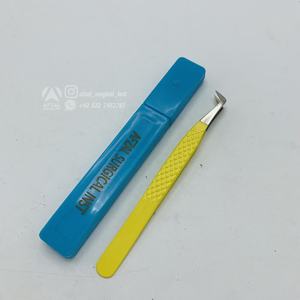 Pinzas de pestañas de acero sostenible japonesas de alta calidad personalizadas punta de fibra amarilla pestañas probadas a mano volumen profesional plástico - Product Image 1