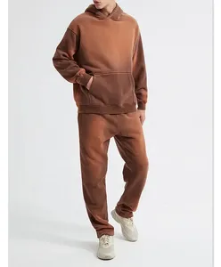 Nuevo Conjunto Deportivo de 2 Piezas al por Mayor, Chándal Deportivo con Lavado Ácido para Hombre, Estilo Desgastado por el Sol, Corte Ajustado, Sudadera con Cremallera y Pantalones, Sin Reseñas Todavía - Product Image 5