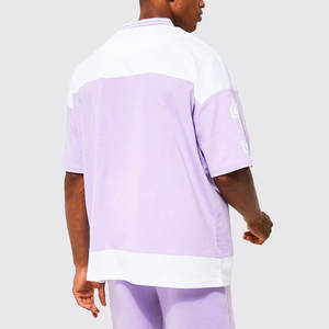 100% algodón para hombre Layer-Ready Mesh V-Neck Tee Oversized V-Cut Street Boxy Shirt con cuello en V profundo tejido de punto - Product Image 5