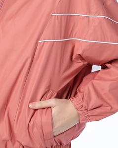 Casual Nylon Windbreaker <b>Jacket</b> Stand Collar Reflective Piping Contrasting Colors Lightweight Zipper Streetwear Women <b>Jacket</b> - Product Image 6