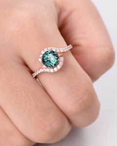 Anillo de oro de 18kt con Esmeralda creada en laboratorio, nuevo diseño de lujo, anillos de joyería fina de oro macizo con anillo de diamantes reales - Product Image 5