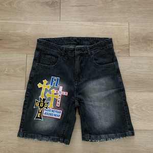 Overol de Mezclilla de Cintura Media para Hombre, 100% Algodón, Transpirable, de Secado Rápido, Ecológico, Ropa de Calle de Verano, Pantalones Cortos de Mezclilla Lavados, Cristal - Product Image 2